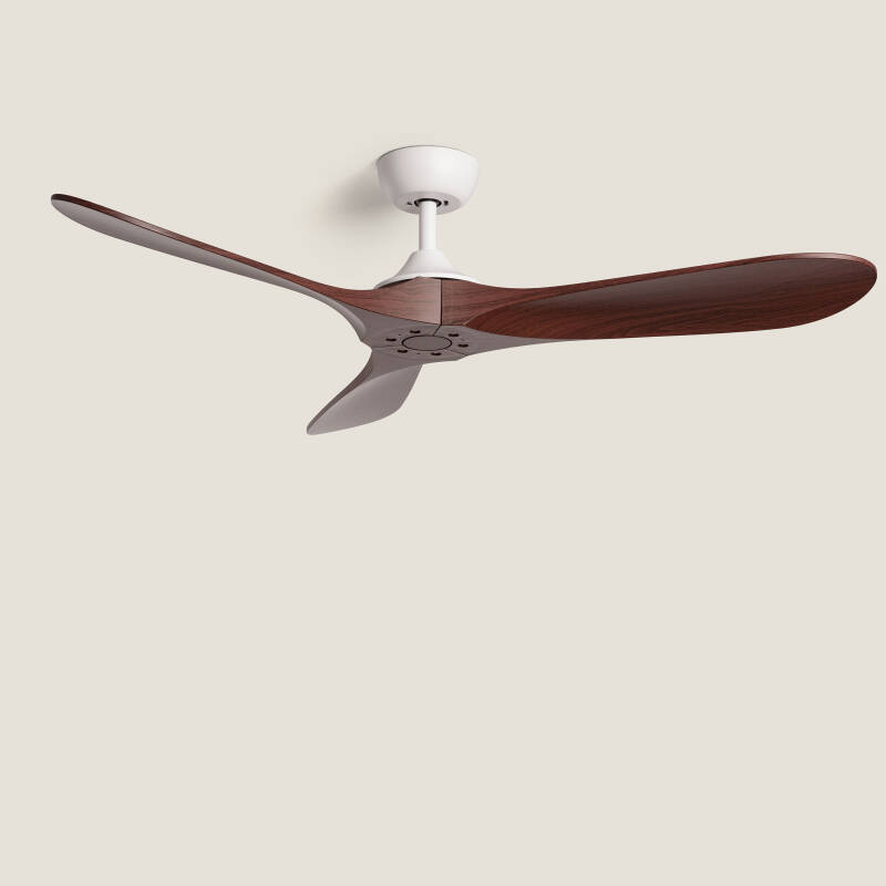 Image of Spetses Silent Ceiling Fan with DC Motor in White Wood 132cm