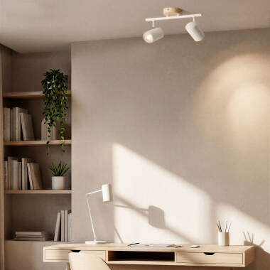 Image of Olmo 2 Spotlight Metal & Wood Directional Ceiling Lamp