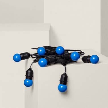 Kit Ghirlanda Waterproof 5.5m Nero + 8 Lampadine LED E27 G45 3W a Colori