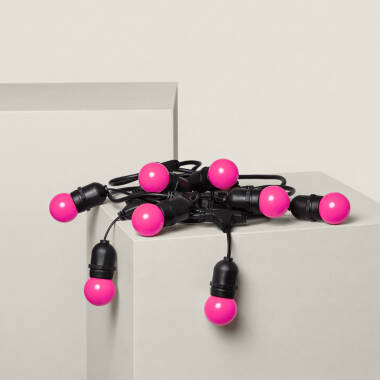 Kit Ghirlanda Waterproof 5.5m Nero + 8 Lampadine LED E27 G45 3W a Colori