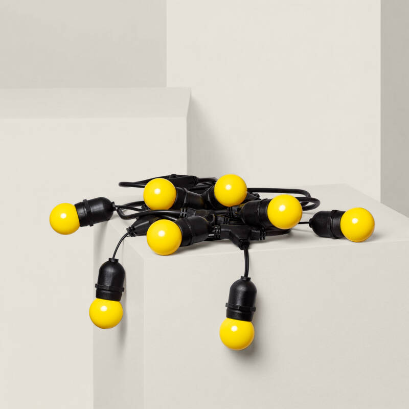 Bild von Set Girlande Waterproof 5.5m Schwarz + 8 LED-Glühbirnen E27 G45 3W Farbig