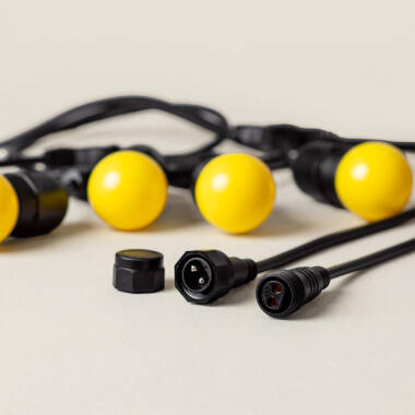 Bild von Set Girlande Waterproof 5.5m Schwarz + 8 LED-Glühbirnen E27 G45 3W Farbig