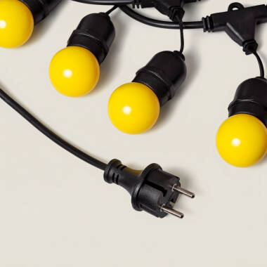 Bild von Set Girlande Waterproof 5.5m Schwarz + 8 LED-Glühbirnen E27 G45 3W Farbig