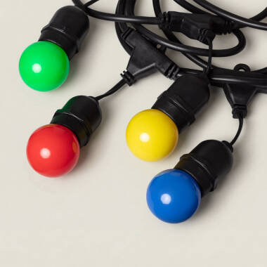 Image de Kit Guirlande Waterproof 5.5m Noire + 8 Ampoules LED E27 G45 3W de Couleurs