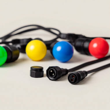 Image de Kit Guirlande Waterproof 5.5m Noire + 8 Ampoules LED E27 G45 3W de Couleurs