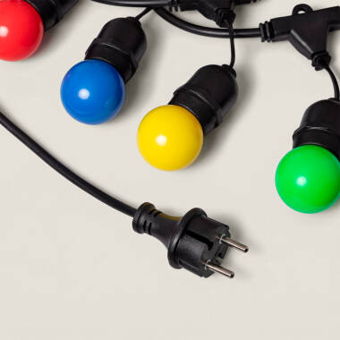 Image de Kit Guirlande Waterproof 5.5m Noire + 8 Ampoules LED E27 G45 3W de Couleurs