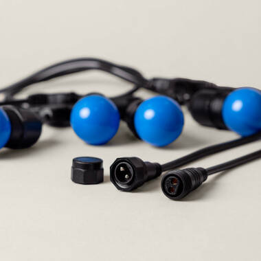 Image de Kit Guirlande Waterproof 5.5m Noire + 8 Ampoules LED E27 G45 3W de Couleurs