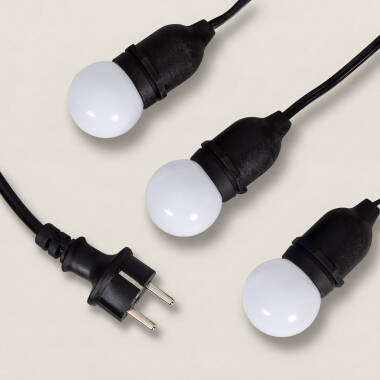 Image de Kit Guirlande Waterproof 5.5m Noire + 8 Ampoules LED E27 G45 3W de Couleurs