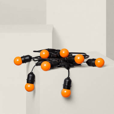 Kit Ghirlanda Waterproof 5.5m Nero + 8 Lampadine LED E27 G45 3W a Colori