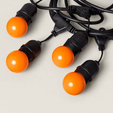 Afbeelding van Kit Waterproof Slingers  5.5m Zwart + 8 gekleurde Lampen LED E27 G45 3W  