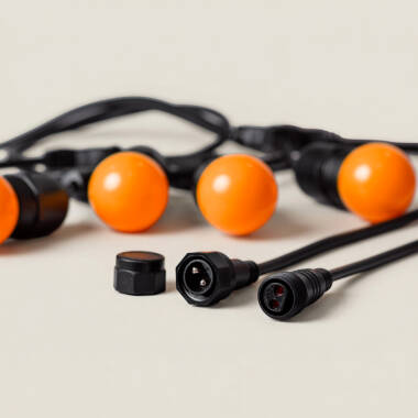 Afbeelding van Kit Waterproof Slingers  5.5m Zwart + 8 gekleurde Lampen LED E27 G45 3W  