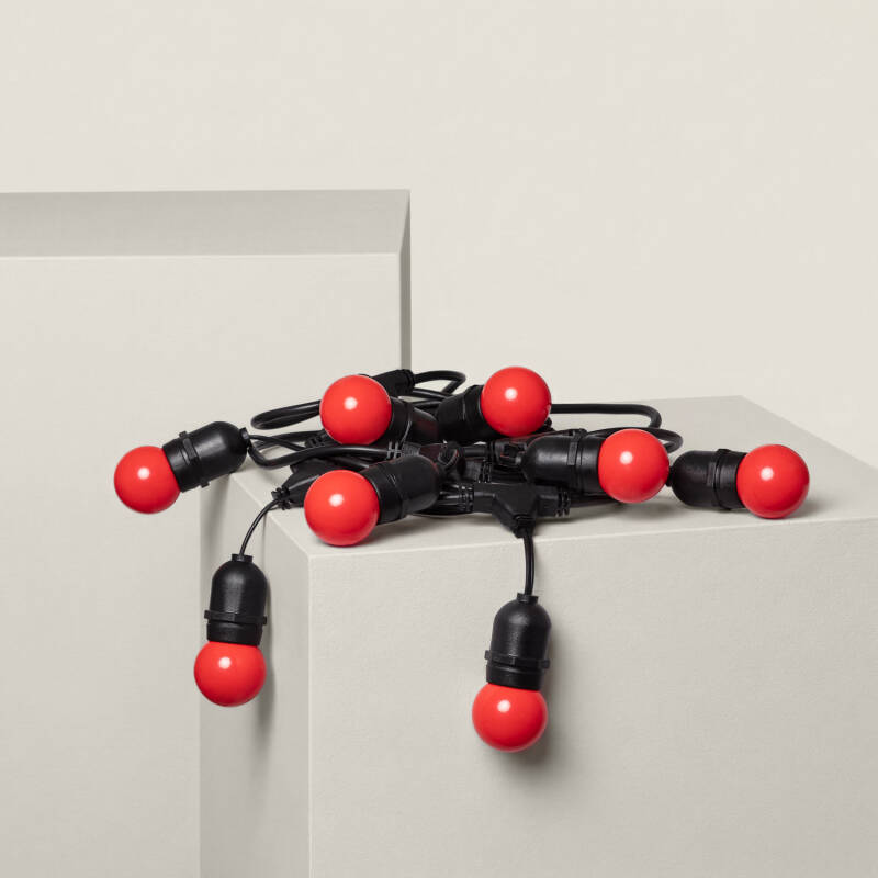 Bild von Set Girlande Waterproof 5.5m Schwarz + 8 LED-Glühbirnen E27 G45 3W Farbig