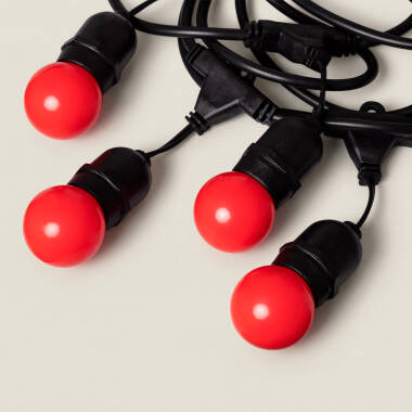 Bild von Set Girlande Waterproof 5.5m Schwarz + 8 LED-Glühbirnen E27 G45 3W Farbig