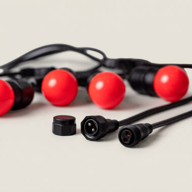 Bild von Set Girlande Waterproof 5.5m Schwarz + 8 LED-Glühbirnen E27 G45 3W Farbig