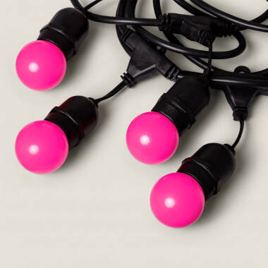 Image de Kit Guirlande Waterproof 5.5m Noire + 8 Ampoules LED E27 G45 3W de Couleurs