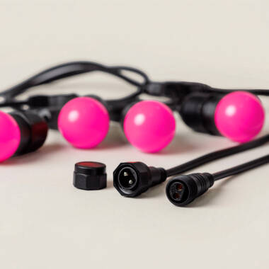 Image de Kit Guirlande Waterproof 5.5m Noire + 8 Ampoules LED E27 G45 3W de Couleurs