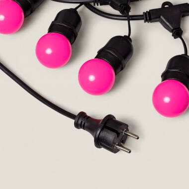 Image de Kit Guirlande Waterproof 5.5m Noire + 8 Ampoules LED E27 G45 3W de Couleurs