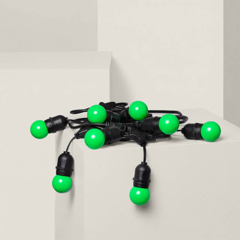 Image de Kit Guirlande Waterproof 5.5m Noire + 8 Ampoules LED E27 G45 3W de Couleurs