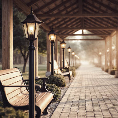 185cm Venkovní Lampa Black Traditional