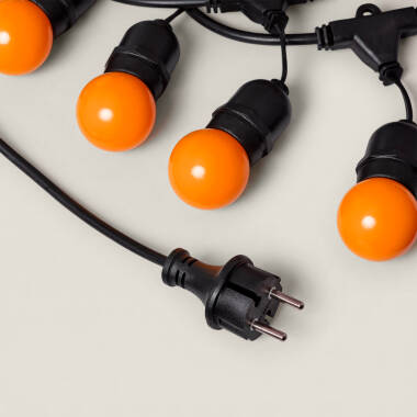 Afbeelding van Kit Waterproof Slingers  5.5m Zwart + 8 gekleurde Lampen LED E27 G45 3W  