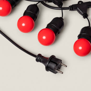 Bild von Set Girlande Waterproof 5.5m Schwarz + 8 LED-Glühbirnen E27 G45 3W Farbig