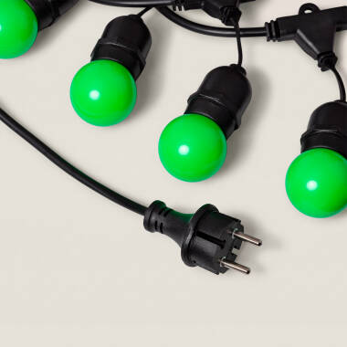 Image de Kit Guirlande Waterproof 5.5m Noire + 8 Ampoules LED E27 G45 3W de Couleurs