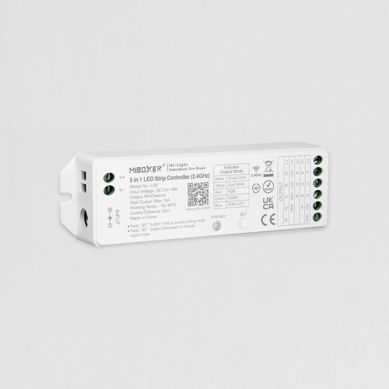 Bild von Controller für LED Streifen Einfarbig/CCT/RGB/RGBW/RGB+CCT 12–24–48 V MiBoxer LS2 kompatibel mit RF-Fernbedienung