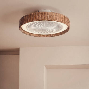 Nala Rattan Silent Ceiling Fan with Light DC Motor