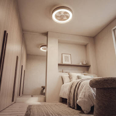 Afbeelding van Stille Plafondventilator met verlichting DC Nala Rotan