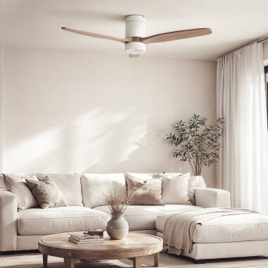 Ventilatore da Soffitto con Luce Silenzioso DC Pale in Legno Leros