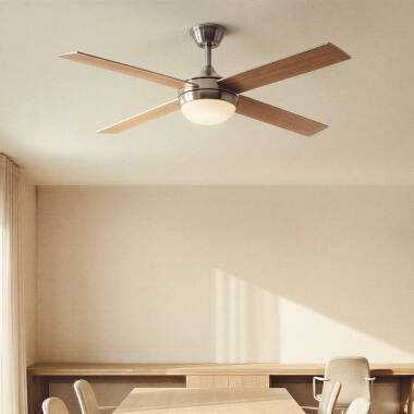 Navy Evo Silent Ceiling Fan with Light DC Motor & Wood Blades