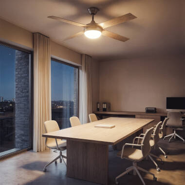 Bild von Deckenventilator mit Licht, geräuscharm, DC, Holzflügel, Navy Evo