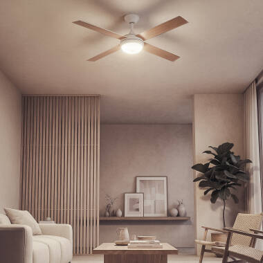 Bild von Deckenventilator mit Licht, geräuscharm, DC, Holzflügel, Navy Evo