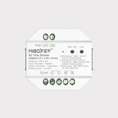 MiBoxer TRI-C1RZ Zigbee TRIAC Dimmer compatible with RF Remote & Push Button