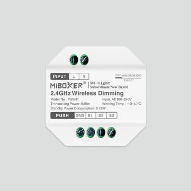 Controller Led-strip RGB+CCT 220V MiBoxer PUSH1 compatibel met RF-afstandsbediening