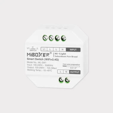 MiBoxer WL-SW1: omvormer van drukknop naar wifi-schakelaar met relais en LED