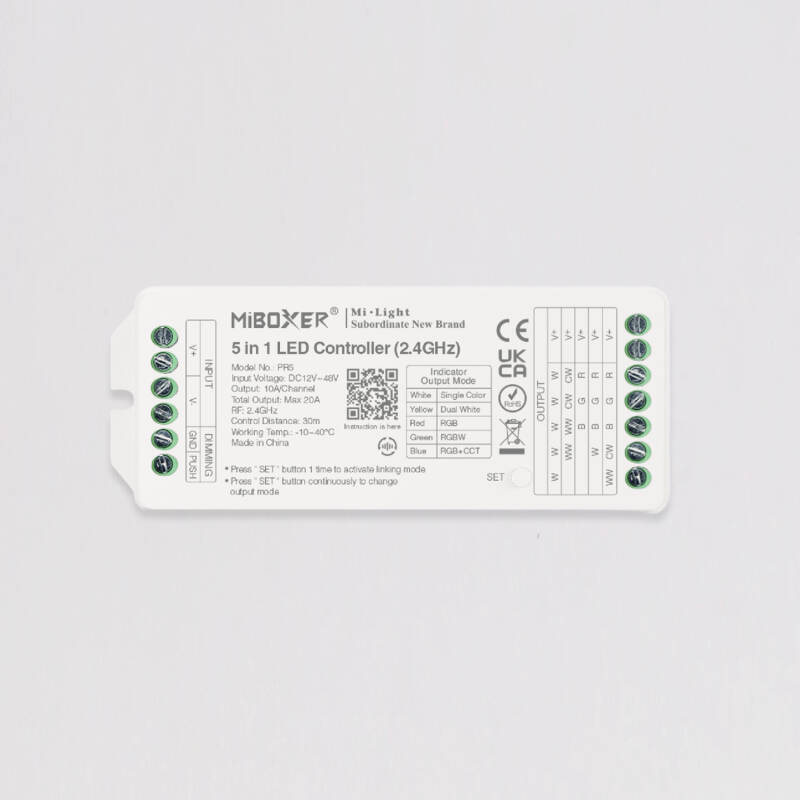 Bild von LED Controller für LED Streifen Einfarbig/CCT/RGB/RGBW/RGB+CCT 12–24–48V MiBoxer PR5 High Power kompatibel mit RF-Fernbedienung