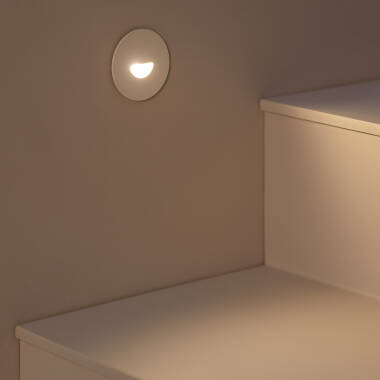 Image of Guell 2W Round Outdoor Recessed LED Wall Light in White