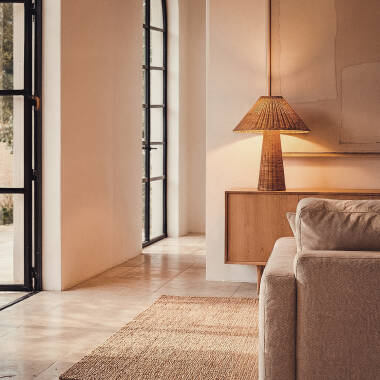 Bild von Tischlampe aus Rattan Nara