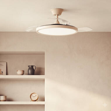 Ventilateur de Plafond avec Éclairage Silencieux DC Pales rétractables Kleon