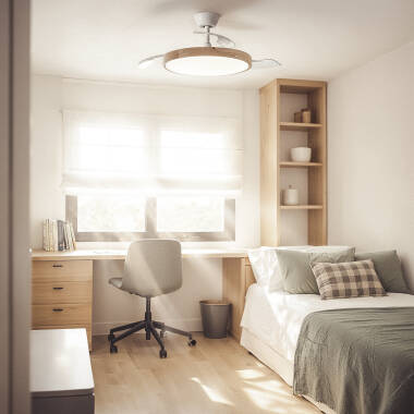 Bild von Deckenventilator mit Licht, geräuscharm, DC, einziehbare Flügel, Dari