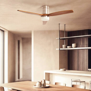 Image of Leros Silent Ceiling Fan with Light DC Motor & Wood Blades