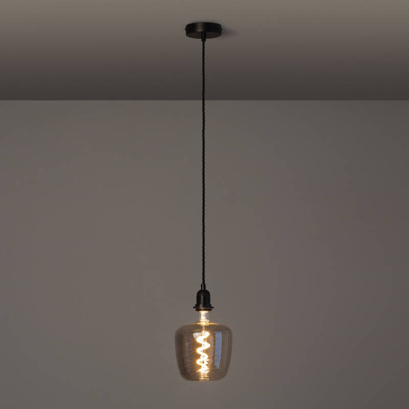 Image de Support à Douille pour Suspension avec Câble Textile Tressé Noir