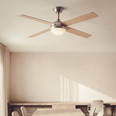 Bild von Deckenventilator mit Licht, geräuscharm, DC, Holzflügel, Navy Evo