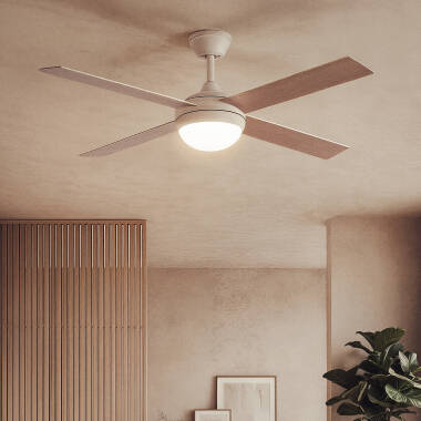 Image of Navy Evo Silent Ceiling Fan with Light DC Motor & Wood Blades