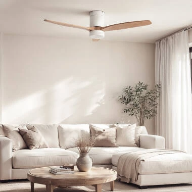 Deckenventilator mit Licht Lautlos DC Holzflügel Leros