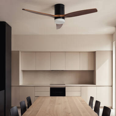Bild von Deckenventilator mit Licht Lautlos DC Holzflügel Leros