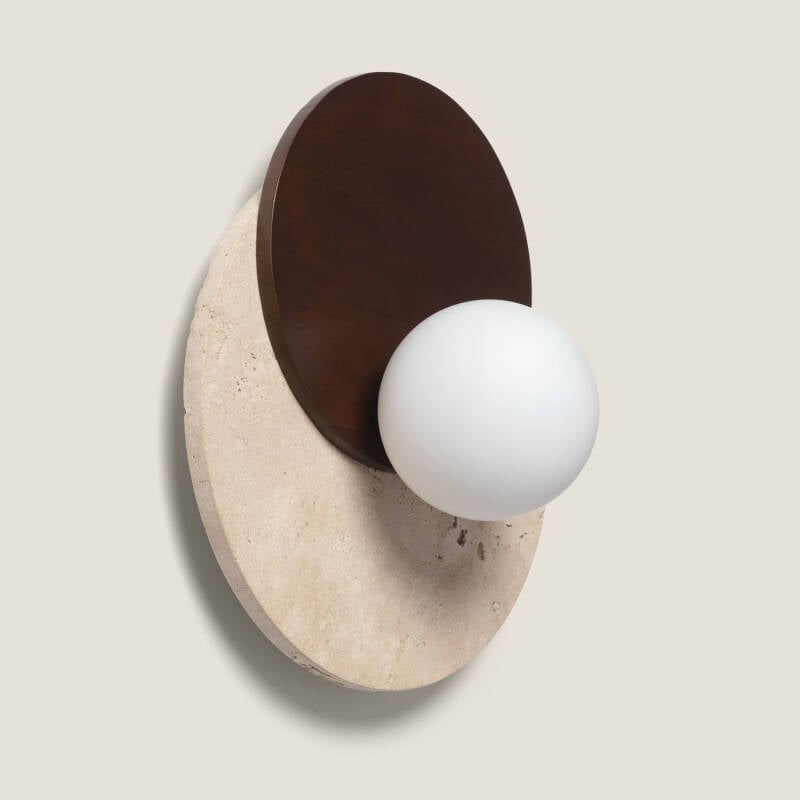 Bild von Wandleuchte Travertin und Holz Enzo