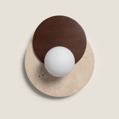 Bild von Wandleuchte Travertin und Holz Enzo