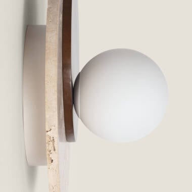 Bild von Wandleuchte Travertin und Holz Enzo